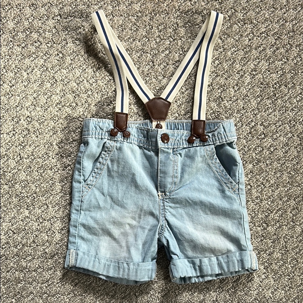 Kids Denim Shorts with Suspenders